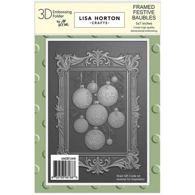 Lisa Horton Crafts 3D Embossing Folder - Framed Festive Baubles